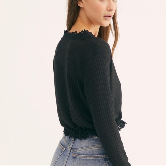 Free People Third Date Top Crochet Button Tie XS - Picture 3 of 11